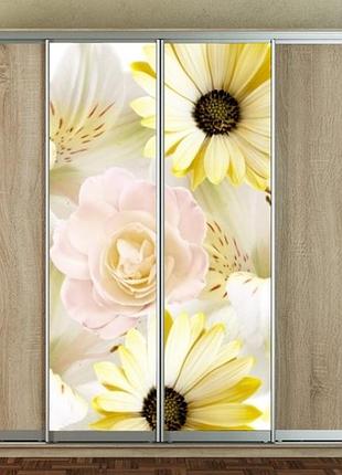 Наклейка на шкаф-купе 220 х 60 см на 2 двери цветы (бп_а_fl101087)