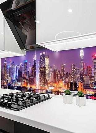 Наклейка на кухонный фартук 60 х 200 см, фотопечать с защитной ламинацией нью-йорк вечерний (бп-s_ar129)