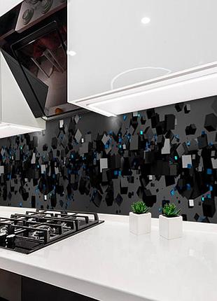 Наклейка на кухонный фартук 60 х 250 см, фотопечать с защитной ламинацией кубы с черным фоном (бп-s_ab11083-1)