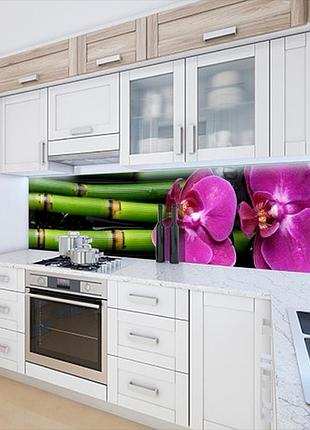 Наклейка на кухонный фартук 60 х 200 см, фотопечать с защитной ламинацией орхидеи и бамбук (бп-s_pr108)