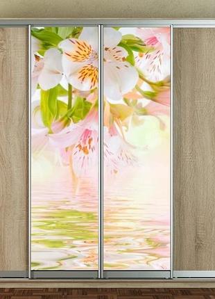 Наклейка для шкафа-купе 220 х 60 см на 2  двери  лилии над водой (бп_а_fl10651)