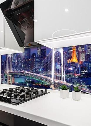 Наклейка на кухонний фартух 60 х 200 см, з фотодруком та захисною ламінацією з бруклінським мостом (бп-s_ar145)