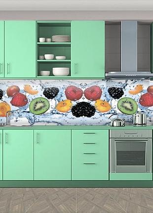 Наклейка на кухонный фартук 60 х 300 см, фотопечать с защитной ламинацией фрукты в воде (бп-s_ed535)