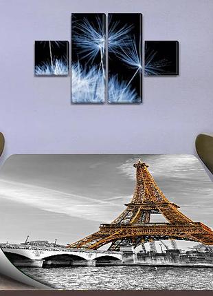 Покрытие для стола, мягкое стекло с фотопринтом, эйфелева башня  60 х 100 см (1,2 мм)