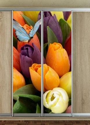 Наклейка для шкафа-купе 220 х 60 см на 2  двери  букет тюльпанов (бп_а_fl11879)