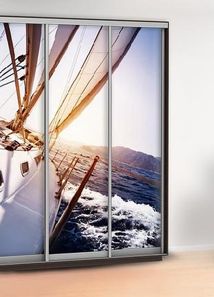 Наклейка для шкафа парусник (защитная пленка море) 240 х 100 см с защитной ламинацией