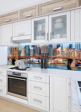 Наклейка на кухонний фартух 60 х 200 см, з фотодруком та захисною ламінацією бруклінський міст вранці (бп-s_ar166)