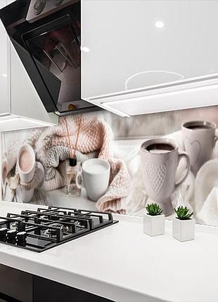Наклейка на кухонный фартук 60 х 200 см, фотопечать с защитной ламинацией кофе с молоком (бп-s_ed636)