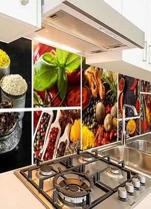 Наклейка на кухонный фартук 60 х 200 см, фотопечать с защитной ламинацией ароматные приправы (бп-s_ed594)