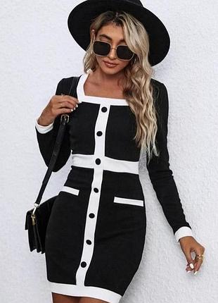 Англия. shein. элегантное платье в черно-белом контрасте.