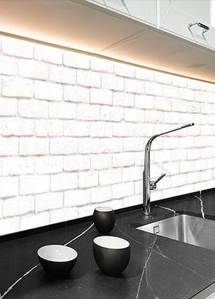 Наклейка на кухонный фартук 60 х 200 см, фотопечать с защитной ламинацией светлый кирпич (бп-s_tx288)