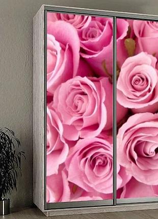 Наклейка на шкаф-купе 220 х 74 см на 2 двери розовые розы (бп_а_fl13167)