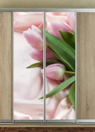 Наклейка на шафу-купе 220 х 60 см на 2  двері букет тюльпанів (бп_а_fl10691)