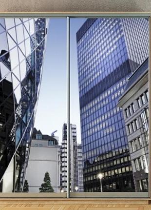 Наклейка на шкаф-купе 220 х 102 см на 2 двери стеклянные здания (бп-а_ar11528)