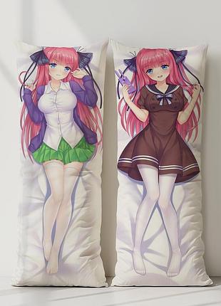 Нино накано пять невест дакимакура, подушка обнимашка ростовая 120*40 см