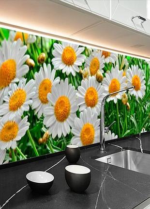 Панель кухонная, заменитель стекла ромашки в поле, с двухсторонним скотчем 62 х 205 см, 1,2 мм