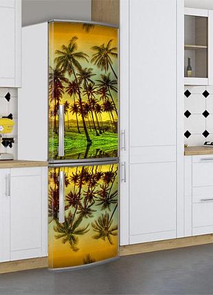 Самофіксуюча наклейка  на холодильник магнітна з морським пляжем 180 х 60 см, лицева