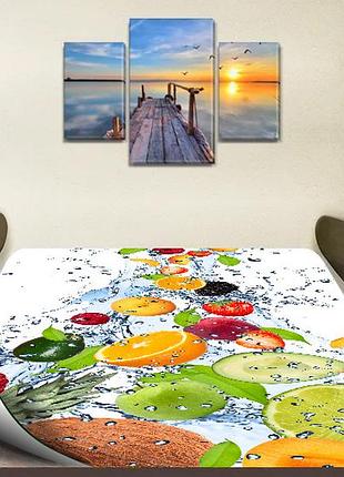 Покрытие для стола, мягкое стекло с фотопринтом, фрукты и ягоды  60 х 100 см (1,2 мм)