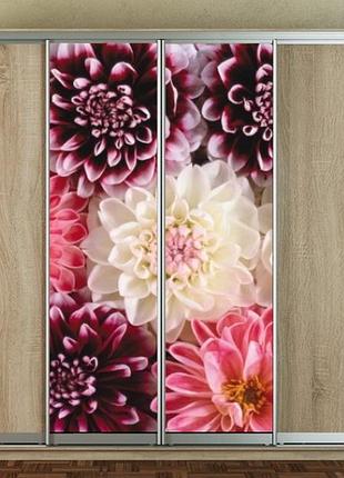 Наклейка для шкафа-купе 220 х 60 см на 2  двери  белые цветы (бп_а_fl11341)