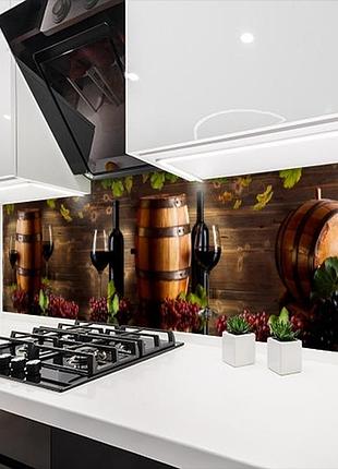 Наклейка на кухонный фартук 60 х 200 см, фотопечать с защитной ламинацией винный погреб на дегустации
