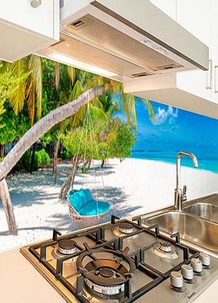 Наклейка на кухонный фартук 60 х 200 см, фотопечать с защитной ламинацией морское солнце и песок (бп-s_mp190)