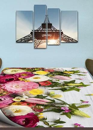 Покрытие для стола, мягкое стекло с фотопринтом, цветы  60 х 100 см (1,2 мм)