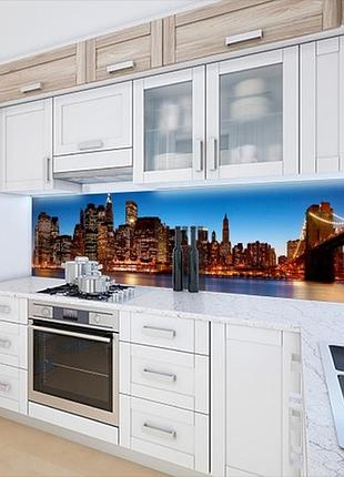 Кухонный фартук заменитель стекла вечерний город, с двухсторонним скотчем 62 х 205 см, 1,2 мм