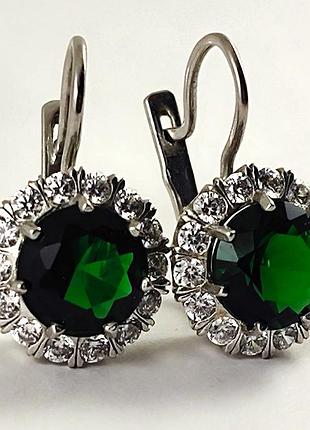 Серебряные сережки с камнями. 925 проба.