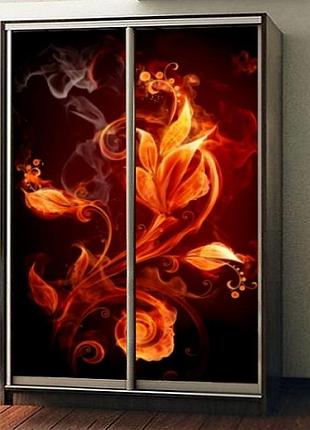 Наклейка на шкаф-купе 220 х 74 см на 2 двери огненный цветок (бп_а_fl102093)