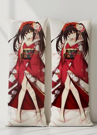Токисаки куруми свидание с жизнью дакимакура, подушка обнимашка ростовая 120*40 см