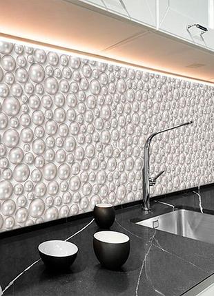 Наклейка на кухонный фартук 60 х 200 см, фотопечать с защитной ламинацией жемчуг, жемчужные шарики