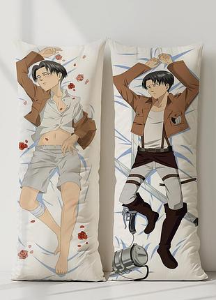 Леві аккерман атака титанів дакімакура, подушка обіймашка ростова 120*40 см