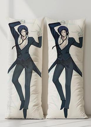 Себастьян чёрная пуля дакимакура, подушка обнимашка ростовая 120*40 см