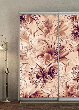 Наклейка на шкаф-купе 220 х 102 см на 2 двери цветы (бп_а_fl102245)