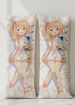 Чино кафу хотто кокоа это заказ кролика? дакимакура, подушка обнимашка ростовая 120*40 см