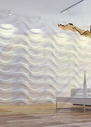 Гипсовая 3д панель волна широкая 500х500х25мм