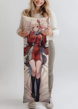 Дакимакура lycoris recoil chisato nishikigi, (подушка обнимашка) 120*40 см