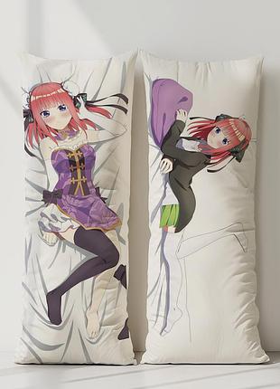 Нино накано пять невест дакимакура, подушка обнимашка ростовая 120*40 см