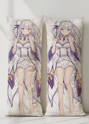 Емілія ре:нуль — життя з нуля в іншому світі дакімакура, подушка обіймашка ростова 120*40 см