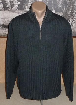 Шерстяной оригинальный свитер-гольф "gran sasso" серого цвета на замке р-xl как новый!