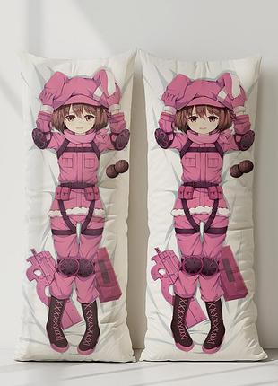 Ленн (gun gale online) мастера меча онлайн дакимакура, подушка обнимашка ростовая 120*40 см
