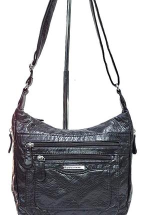 Женская сумка с карманами черная 22*25*11