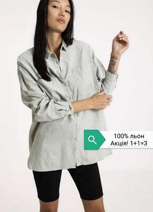 Hm оливкова лляна сорочка, лляна сорочка оверсайз, блузка