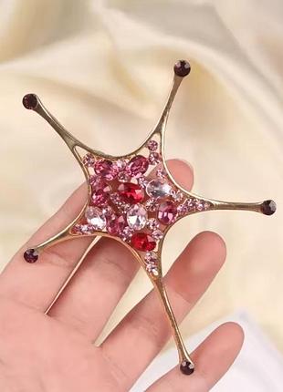 Крупная 🌟 8,8 см брошь звезда, кристаллы