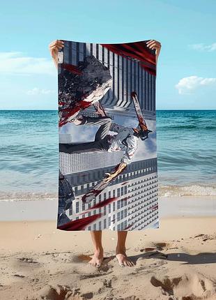 Аниме полотенце человек-бензопила 78 на 140 см, код 269