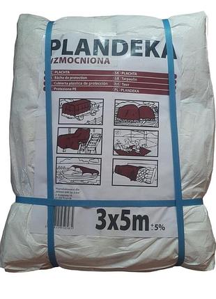 Тент пландека тарпаулин защитный (90g/m2) 3x5 польша белый (wimar)