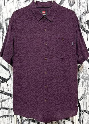 Вінтажна теніска віскоза quiksilver, оригінал, бордова, рубашка, з коміром, легка, для пляжу, еластична, bilabong
