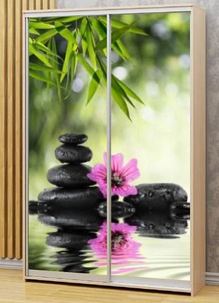 Наклейка на шкаф-купе 220 х 60 см на 2 двери камни на воде (бп_а_fl11765)