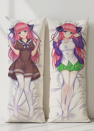 Нино накано пять невест дакимакура, подушка обнимашка ростовая 120*40 см