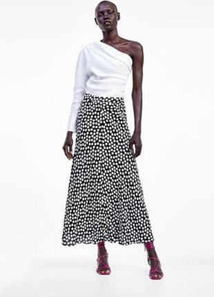 Длинная юбка в горох zara l размера 48